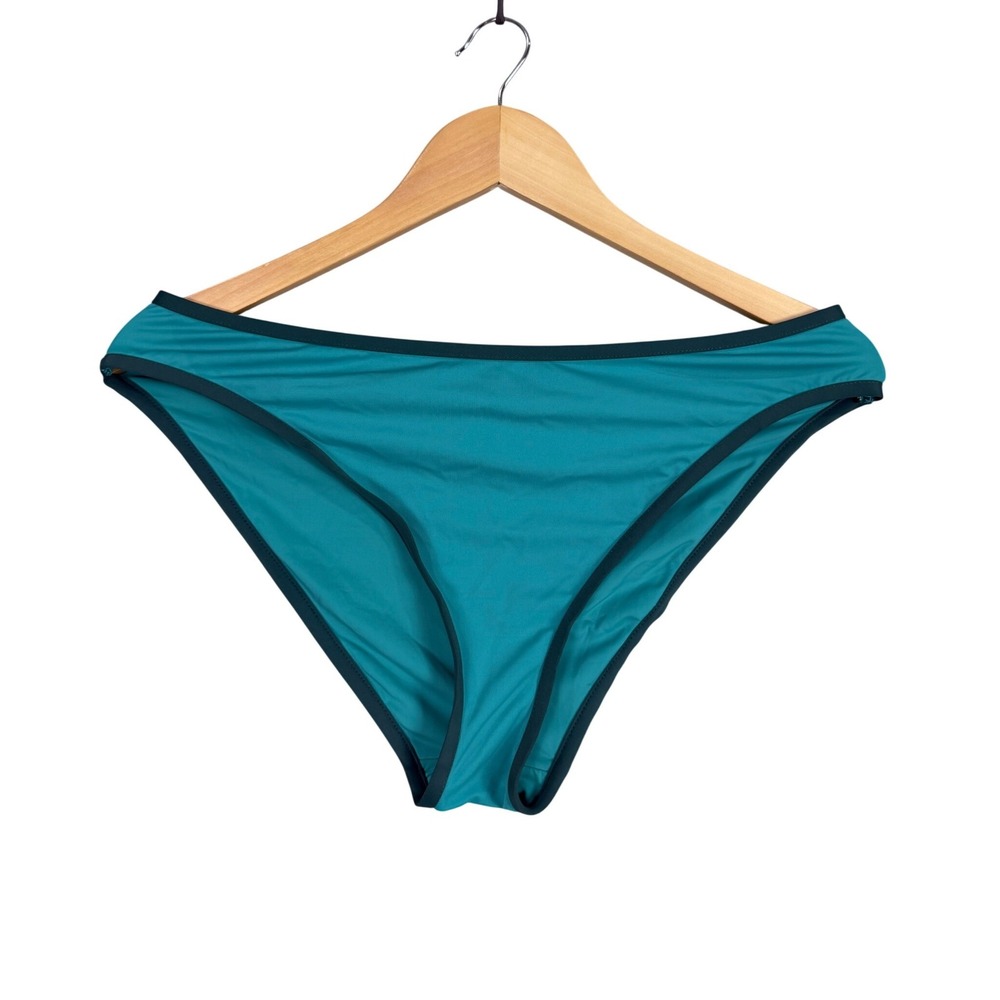 Andie Swim Bikini Bottoms Womens Large Cyan Teal Contrast Trim ASU25SPO27-US